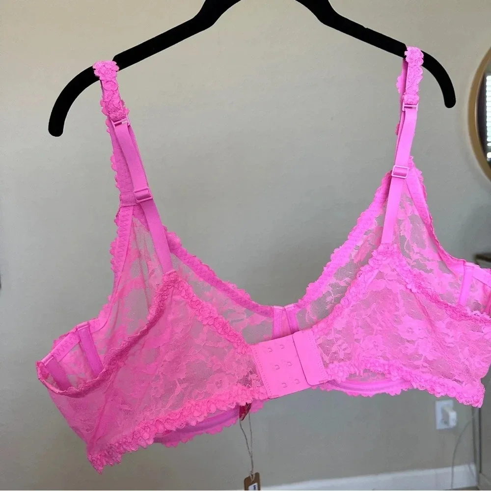 Skims Stretch‎ lace Intimates Underwire Scoop bra Pink BA-SCP-3575 size 46DD - Picture 3 of 8